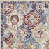4' X 6' Navy Blue Damask Power Loom Distressed Area Rug